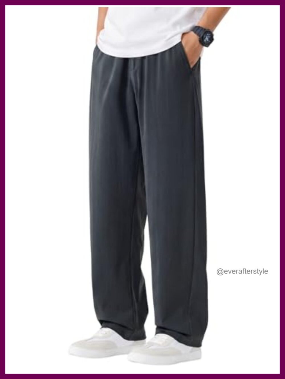Men's Lightweight Cooling Wide Leg Sweatpants Zip Pocket Relaxed